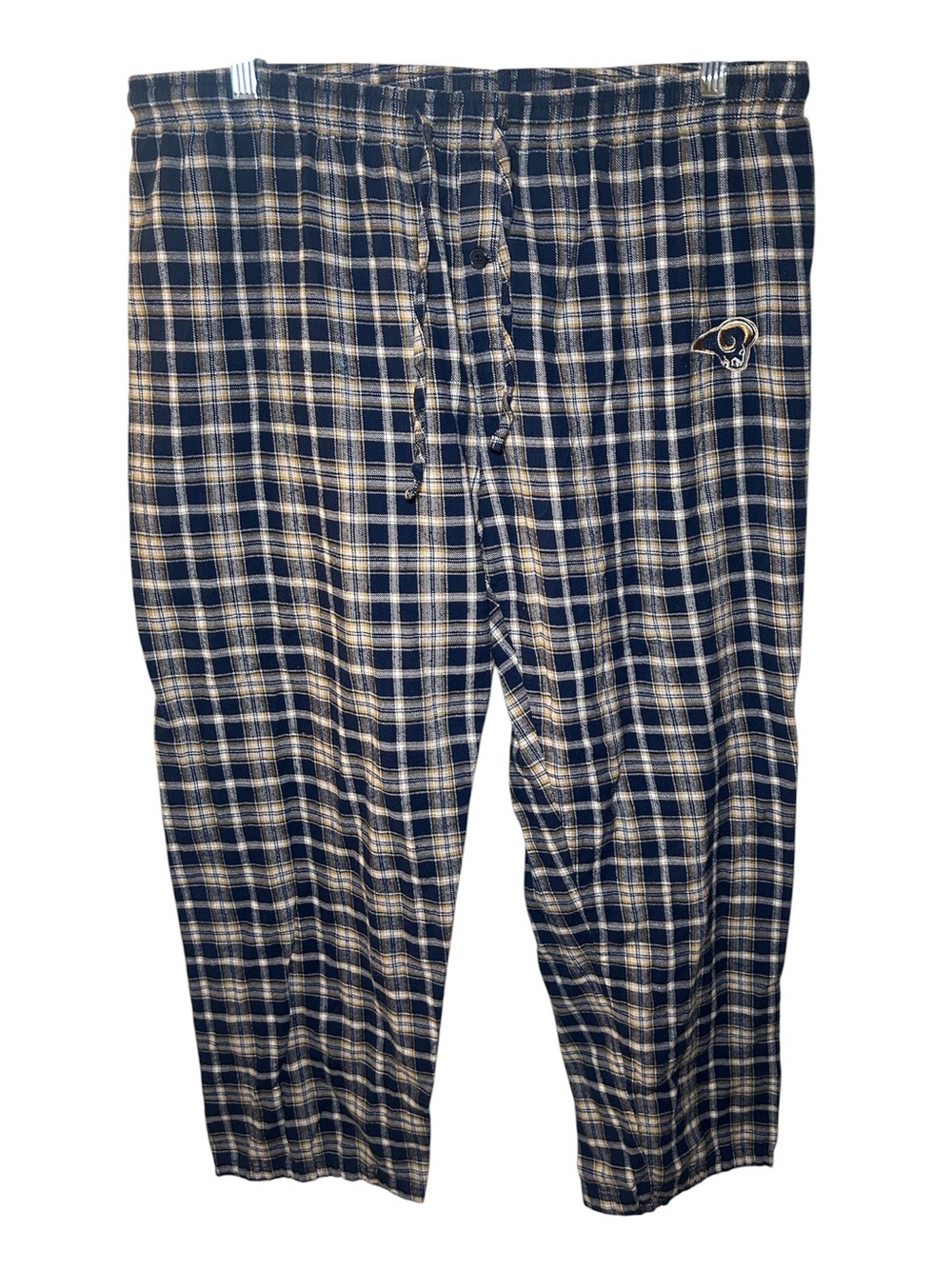 NFL Apparel Men's Navy Rams Plaid Lounge Pajama Pants XL 100% Cotton Football